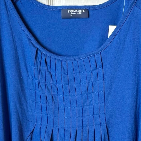 Swimsuits For All Swim 365 Women's Plus Size 2X Box-Pleat Cover Up Blue NWT - Picture 5 of 8